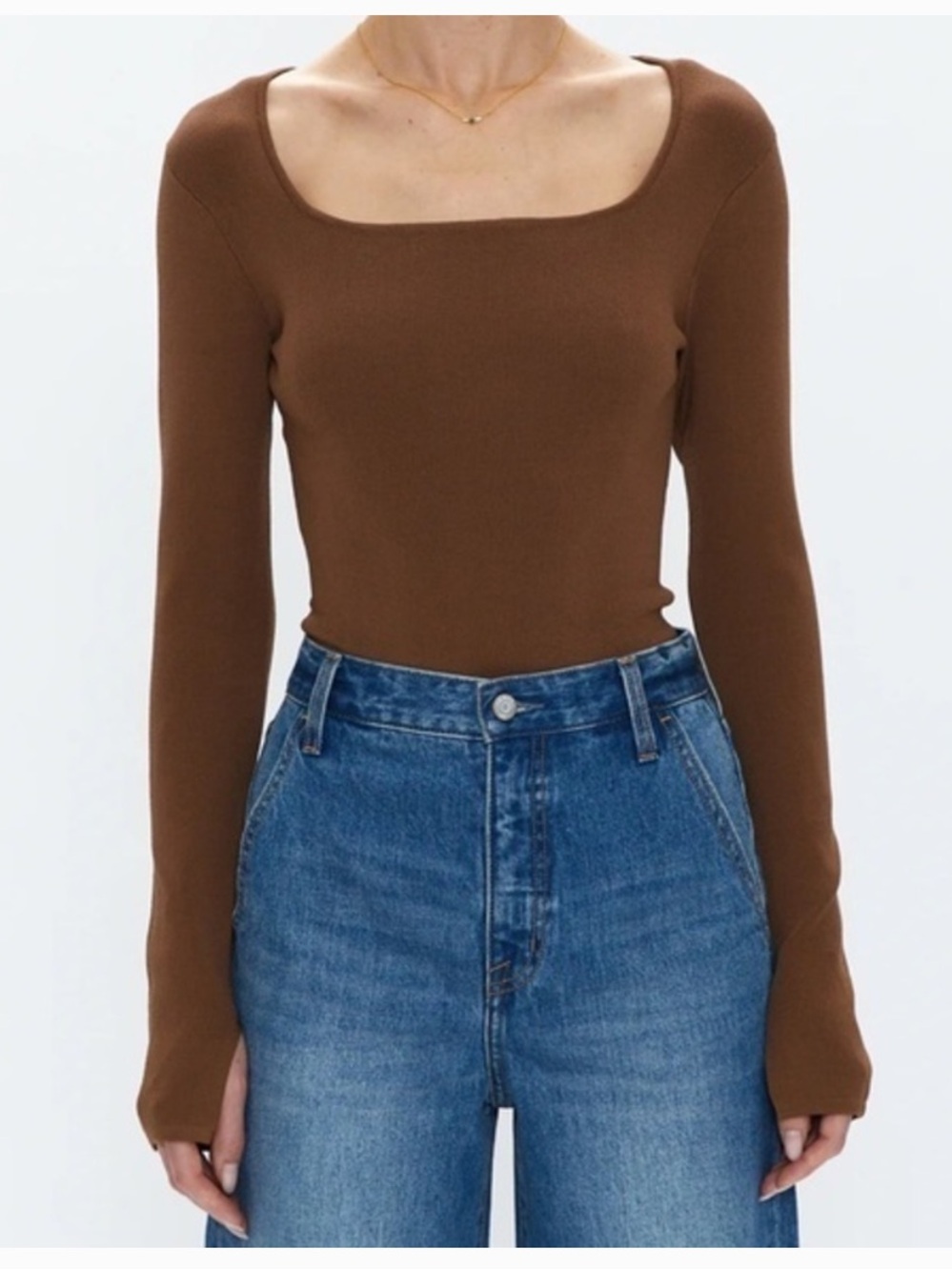 Pistola - Jenny Long Sleeve Square Neck Thong Bodysuit Sz Small